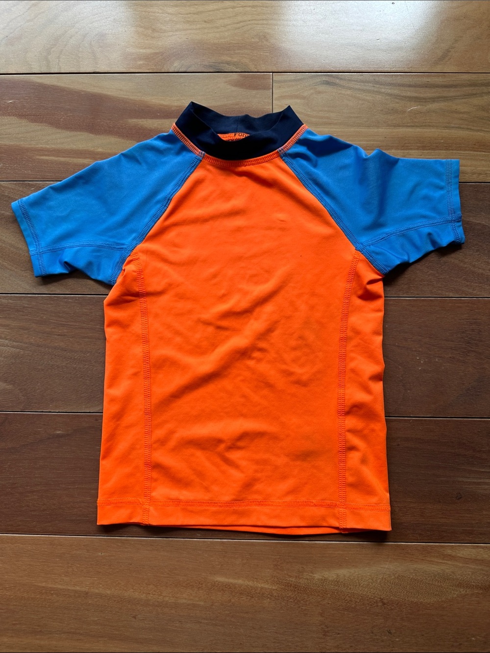 Lands End Kids Orange & Blue Rash Guard Swim Shirt 3T